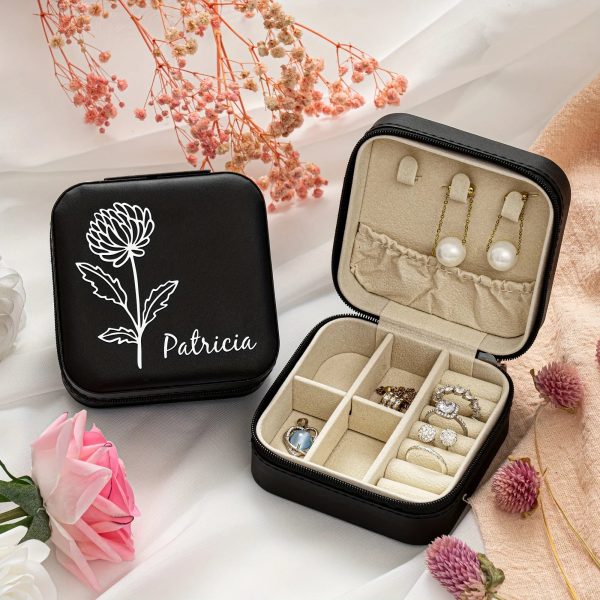 Personalized Name Jewelry Storage Box with Floral Design Personalized Name Jewelry Storage Box with Floral Design