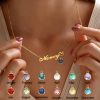 Personalized Name Necklace with Birthstone Pendant Personalized Name Necklace with Birthstone Pendant
