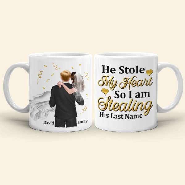 Personalized Newly Wedding Couple Coffee Mug, He Stole My Heart, Personalized Coffee Mug, Wedding Gift, Birthday Gift For Husband Personalized Newly Wedding Couple Coffee Mug, He Stole My Heart, Personalized Coffee Mug, Wedding Gift, Birthday Gift For Husband