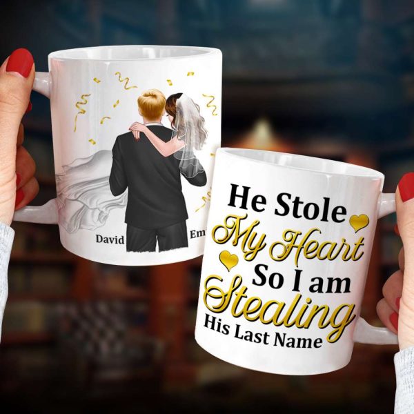 Personalized Newly Wedding Couple Coffee Mug, He Stole My Heart, Personalized Coffee Mug, Wedding Gift, Birthday Gift For Husband Personalized Newly Wedding Couple Coffee Mug, He Stole My Heart, Personalized Coffee Mug, Wedding Gift, Birthday Gift For Husband