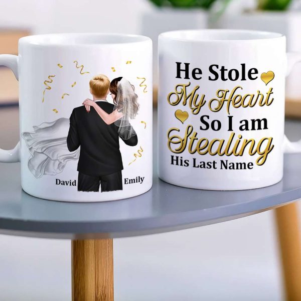 Personalized Newly Wedding Couple Coffee Mug, He Stole My Heart, Personalized Coffee Mug, Wedding Gift, Birthday Gift For Husband Personalized Newly Wedding Couple Coffee Mug, He Stole My Heart, Personalized Coffee Mug, Wedding Gift, Birthday Gift For Husband