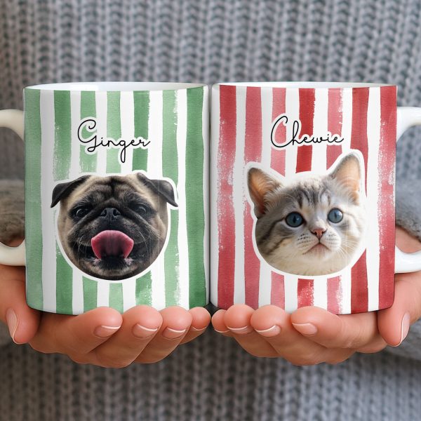 Personalized Pet Name and Photo Stripe Design - Personalized Custom Coffee Mug - PET159_MG Personalized Pet Name and Photo Stripe Design - Personalized Custom Coffee Mug - PET159_MG