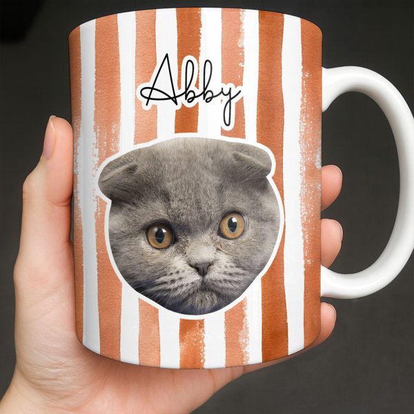 Personalized Pet Name and Photo Stripe Design - Personalized Custom Coffee Mug - PET159_MG Personalized Pet Name and Photo Stripe Design - Personalized Custom Coffee Mug - PET159_MG