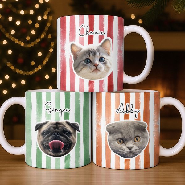 Personalized Pet Name and Photo Stripe Design - Personalized Custom Coffee Mug - PET159_MG Personalized Pet Name and Photo Stripe Design - Personalized Custom Coffee Mug - PET159_MG