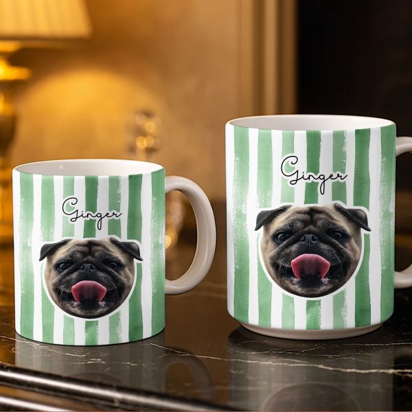 Personalized Pet Name and Photo Stripe Design - Personalized Custom Coffee Mug - PET159_MG Personalized Pet Name and Photo Stripe Design - Personalized Custom Coffee Mug - PET159_MG