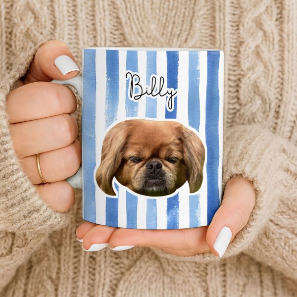Personalized Pet Name and Photo Stripe Design - Personalized Custom Coffee Mug - PET159_MG Personalized Pet Name and Photo Stripe Design - Personalized Custom Coffee Mug - PET159_MG