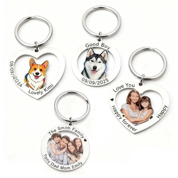 Personalized Photo Keychain for Family Couples and Pets