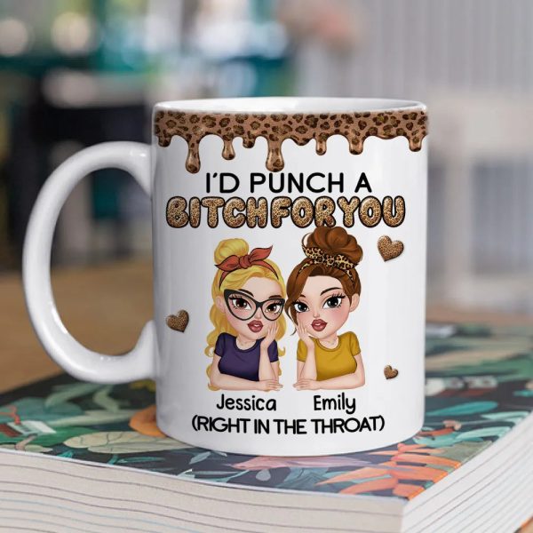 Personalized Sassy Best Friend Ceramic Mug With Cartoon Besties And Hearts, Funny Unique Gift For Coworker Or BFF Personalized Sassy Best Friend Ceramic Mug With Cartoon Besties And Hearts, Funny Unique Gift For Coworker Or BFF