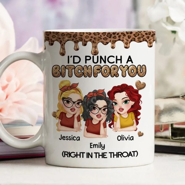 Personalized Sassy Best Friend Ceramic Mug With Cartoon Besties And Hearts, Funny Unique Gift For Coworker Or BFF Personalized Sassy Best Friend Ceramic Mug With Cartoon Besties And Hearts, Funny Unique Gift For Coworker Or BFF