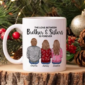 Personalized Siblings Christmas Mug, Personalized Brothers and Sisters Ornament, Siblings Gift