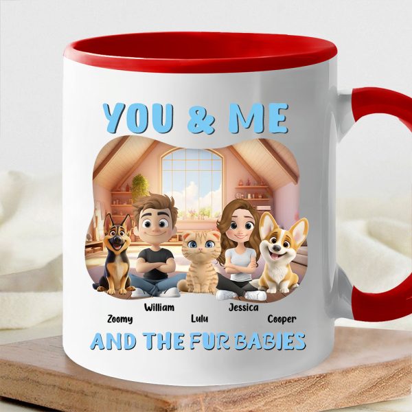 Personalized White Ceramic Couple & Dog Mug - Dog Lovers Gift