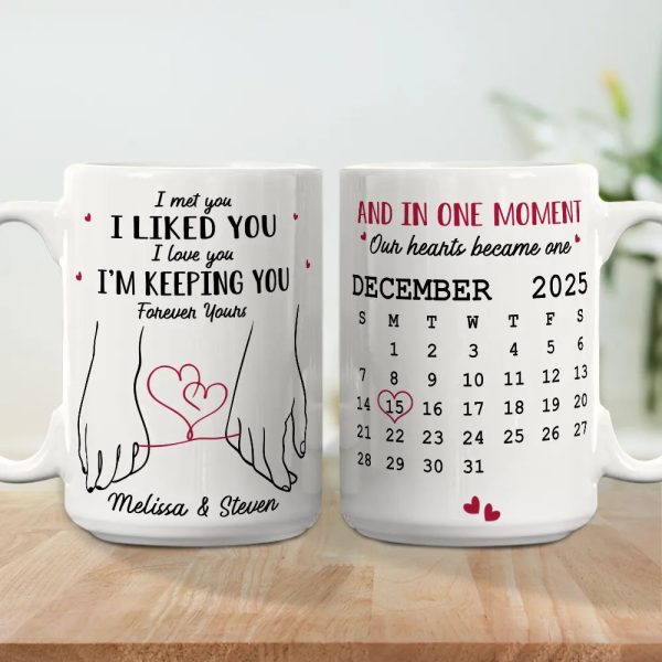 Personalized White Ceramic Mug for Couples with Holding Hands Art, Custom Date, Romantic Keepsake Gift Personalized White Ceramic Mug for Couples with Holding Hands Art, Custom Date, Romantic Keepsake Gift