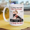 Personalized White Ceramic Mug for Couples with Hugging Bed Scene Fun Romantic Coffee Gift, A Really Nice Bonus Surprise