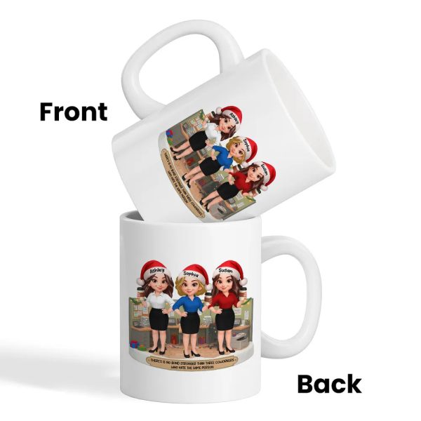 Personalized White Ceramic Mug for Coworkers Funny Office Scene, Custom Work Besties, Unique Gift for Colleagues