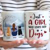 Personalized White Ceramic Mug for Dog Moms with Angel Pup Illustration, Winter Scene, Meaningful Pet Memorial Gift