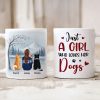 Personalized White Ceramic Mug for Dog Moms with Angel Pup Illustration, Winter Scene, Meaningful Pet Memorial Gift