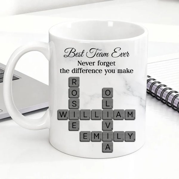 Personalized White Ceramic Mug for Team Members, Custom Name Design for Coworkers, Unique Appreciation Gift Personalized White Ceramic Mug for Team Members, Custom Name Design for Coworkers, Unique Appreciation Gift