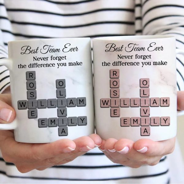 Personalized White Ceramic Mug for Team Members, Custom Name Design for Coworkers, Unique Appreciation Gift Personalized White Ceramic Mug for Team Members, Custom Name Design for Coworkers, Unique Appreciation Gift