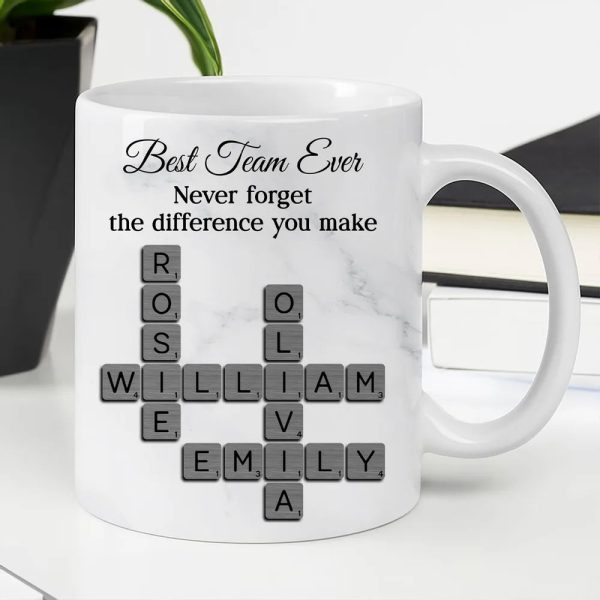 Personalized White Ceramic Mug for Team Members, Custom Name Design for Coworkers, Unique Appreciation Gift Personalized White Ceramic Mug for Team Members, Custom Name Design for Coworkers, Unique Appreciation Gift