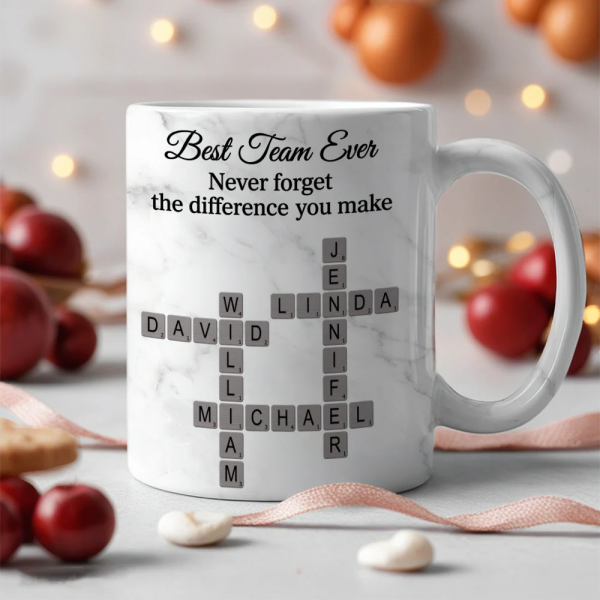 Personalized White Ceramic Mug for Team Members, Custom Name Design for Coworkers, Unique Appreciation Gift Personalized White Ceramic Mug for Team Members, Custom Name Design for Coworkers, Unique Appreciation Gift
