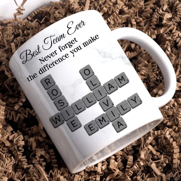 Personalized White Ceramic Mug for Team Members, Custom Name Design for Coworkers, Unique Appreciation Gift Personalized White Ceramic Mug for Team Members, Custom Name Design for Coworkers, Unique Appreciation Gift