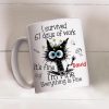 Personalized White Ceramic Mug for Workdays Survival, Funny Cat Cartoon Design, Unique Coworker Gift for Coffee & Tea Lovers