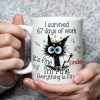 Personalized White Ceramic Mug for Workdays Survival, Funny Cat Cartoon Design, Unique Coworker Gift for Coffee & Tea Lovers