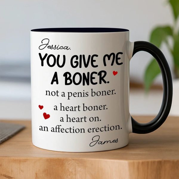 Personalized White Ceramic Mug Funny Love Quote Heart Boner Saying Unique Romantic Gift for Couple