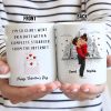 Personalized White Ceramic Mug, Kissing Couple City Sketch for Valentine's Day, Unique Romantic Gift for Girlfriend or Wife