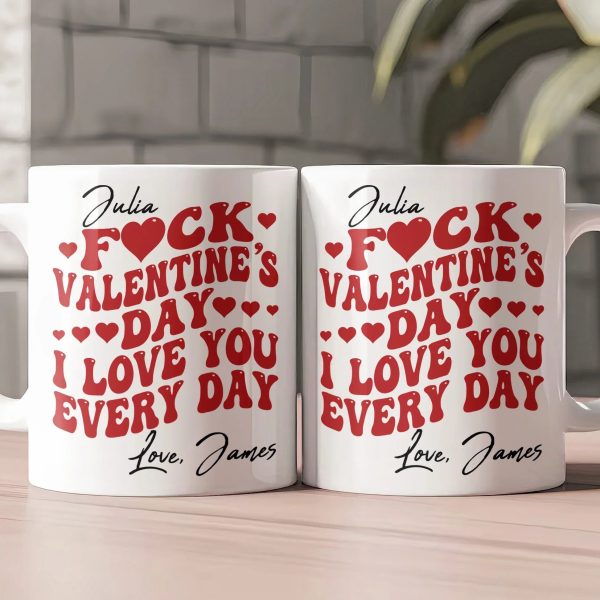 Personalized White Ceramic Mug Retro Love Quote Valentine's Day Gift - Custom Name Funny Cute Hearts Design for Girlfriend Wife