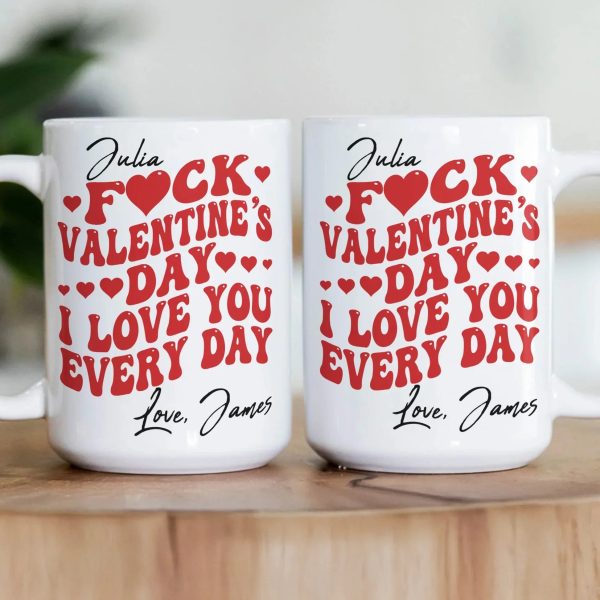 Personalized White Ceramic Mug Retro Love Quote Valentine's Day Gift - Custom Name Funny Cute Hearts Design for Girlfriend Wife