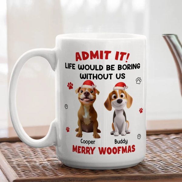 Personalized White Ceramic Mug with Cute Corgi Cartoon, Admit It Quote, Fun Christmas Pet Lover Gift