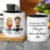 Personalized White Ceramic Mug With Cute Couple Cartoon and I love you now and always - Unique Gift for Girlfriend or Wife