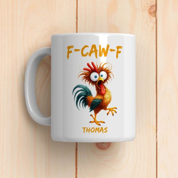 Personalized White Ceramic Mug with Funny Chicken Illustration, Unique Custom Gift for Coworker, Morning Coffee Mood Booster Personalized White Ceramic Mug with Funny Chicken Illustration, Unique Custom Gift for Coworker, Morning Coffee Mood Booster