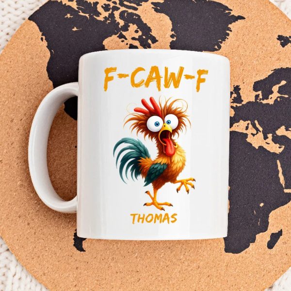 Personalized White Ceramic Mug with Funny Chicken Illustration, Unique Custom Gift for Coworker, Morning Coffee Mood Booster Personalized White Ceramic Mug with Funny Chicken Illustration, Unique Custom Gift for Coworker, Morning Coffee Mood Booster