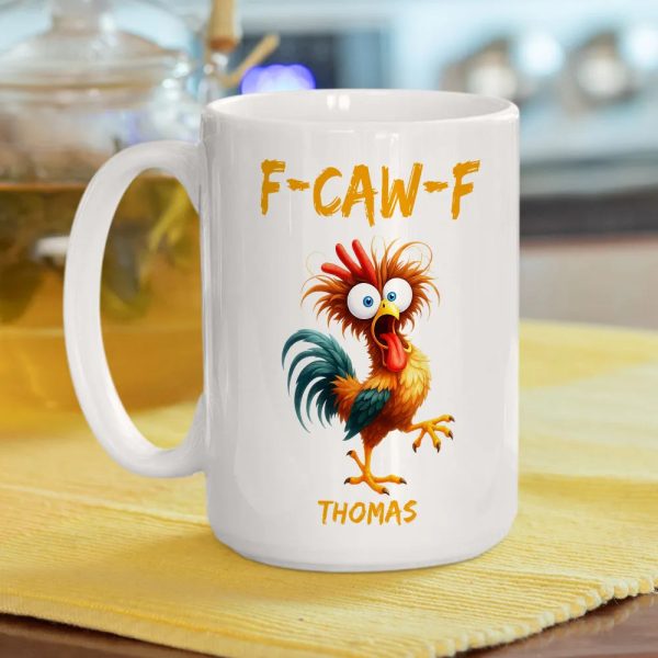 Personalized White Ceramic Mug with Funny Chicken Illustration, Unique Custom Gift for Coworker, Morning Coffee Mood Booster Personalized White Ceramic Mug with Funny Chicken Illustration, Unique Custom Gift for Coworker, Morning Coffee Mood Booster