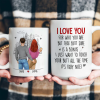 Personalized White Ceramic Mug with Hugging Couple Illustration, Funny Love Quote, Unique Romantic Gift for Partner