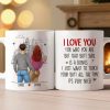 Personalized White Ceramic Mug with Hugging Couple Illustration, Funny Love Quote, Unique Romantic Gift for Partner