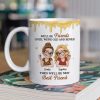 Personalized White Ceramic Mug with Two Best Friends Illustration, Fun Quote, Unique Gift for Bestie and Coworker Personalized White Ceramic Mug with Two Best Friends Illustration, Fun Quote, Unique Gift for Bestie and Coworker