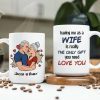 Personalized Wife Gift White Ceramic Mug with Kissing Couple Illustration, The Only Gift You Need, Unique Romantic Gift