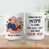 Personalized Wife Gift White Ceramic Mug with Kissing Couple Illustration, The Only Gift You Need, Unique Romantic Gift