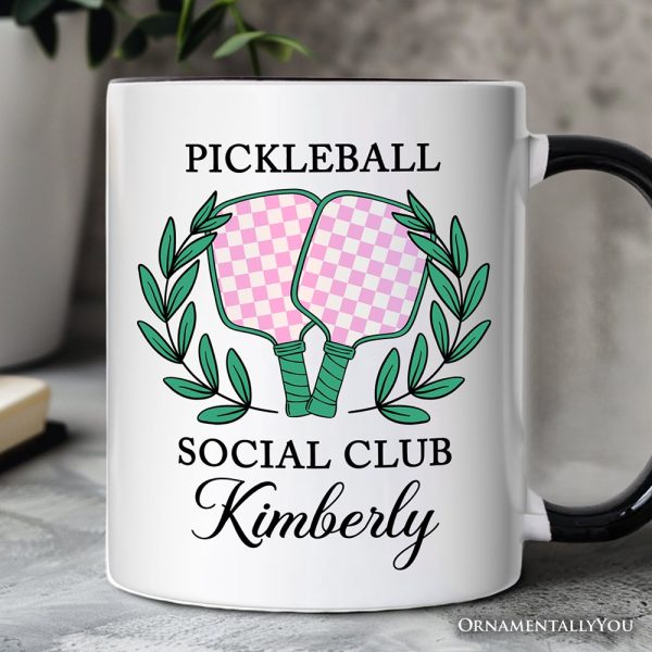 Pickleball Social Club Personalized Mug, Cute Retro Girly Sporty Gift with Custom Name Pickleball Social Club Personalized Mug, Cute Retro Girly Sporty Gift with Custom Name