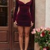 Pin Tuck V Neck Long Sleeve A-line Mini Dress Pin Tuck V Neck Long Sleeve A-line Mini Dress