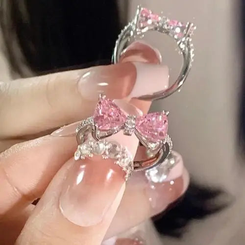 Pink Crystal Bow Pendant Necklace for Women Pink Crystal Bow Pendant Necklace for Women