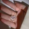 Pink Crystal Bow Pendant Necklace for Women Pink Crystal Bow Pendant Necklace for Women