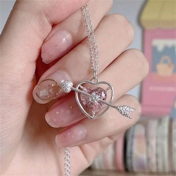Pink Crystal Bow Pendant Necklace for Women Pink Crystal Bow Pendant Necklace for Women
