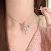 Pink Crystal Bow Pendant Necklace for Women Pink Crystal Bow Pendant Necklace for Women