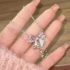 Pink Crystal Bow Pendant Necklace for Women Pink Crystal Bow Pendant Necklace for Women