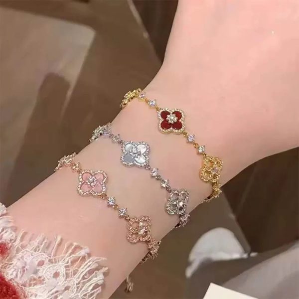 Pink Floral Charm Bracelet Pink Floral Charm Bracelet
