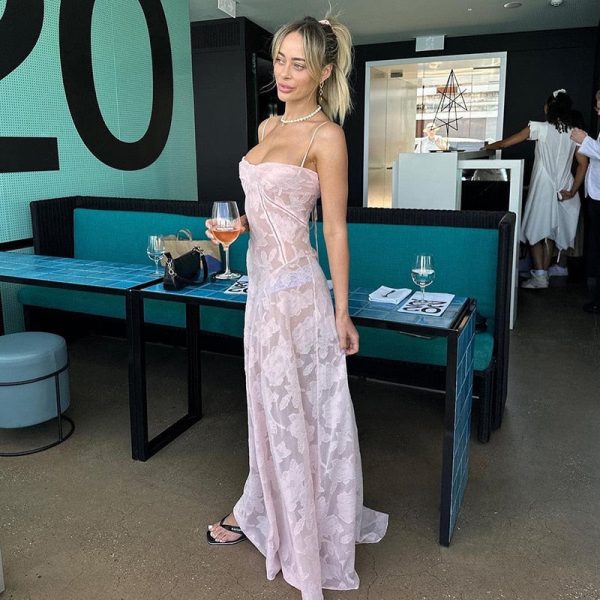 Pink Floral Lace Maxi Dress Pink Floral Lace Maxi Dress